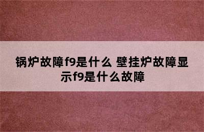 锅炉故障f9是什么 壁挂炉故障显示f9是什么故障